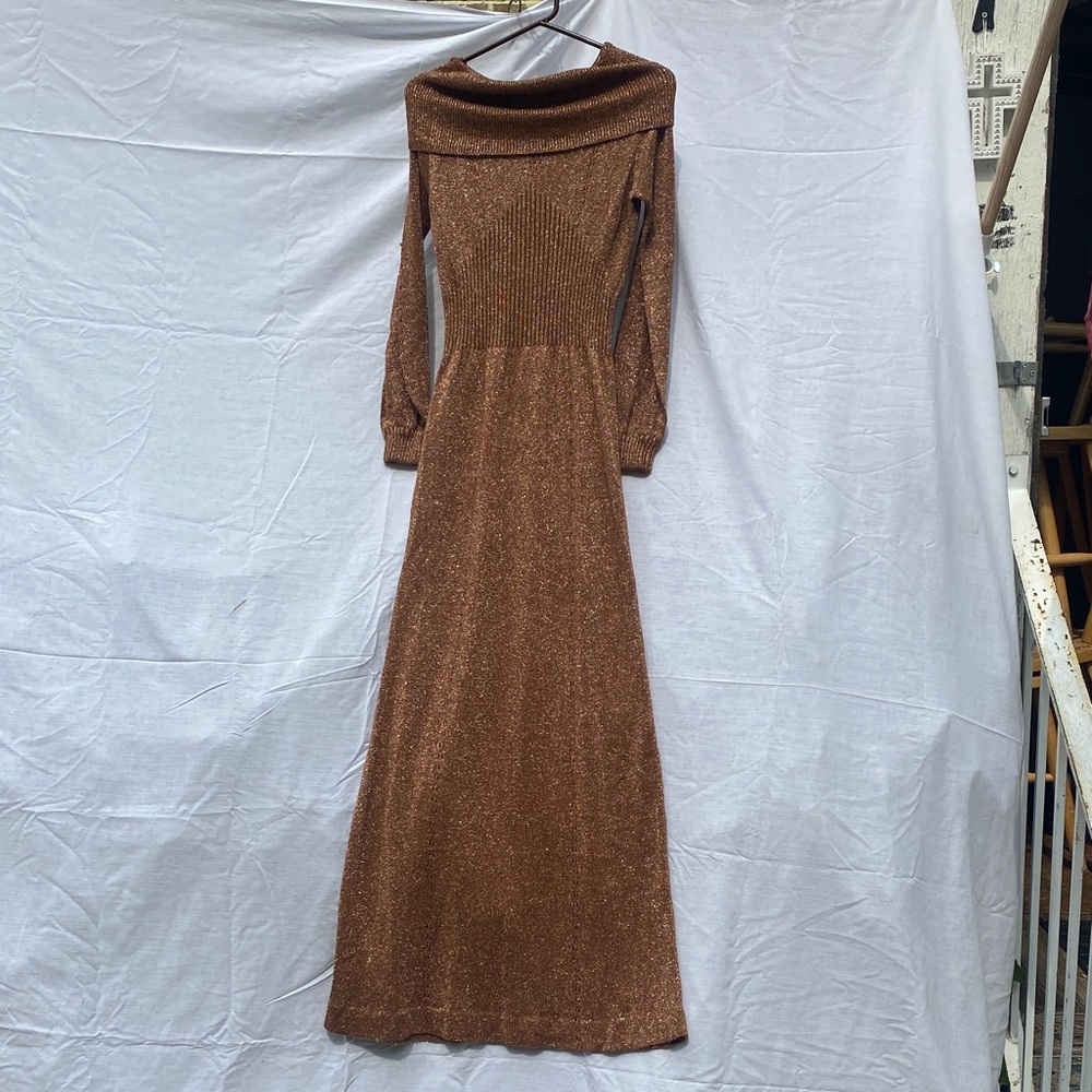 Elegant Brown Off-Shoulder Dress